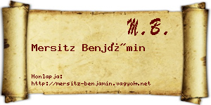 Mersitz Benjámin névjegykártya